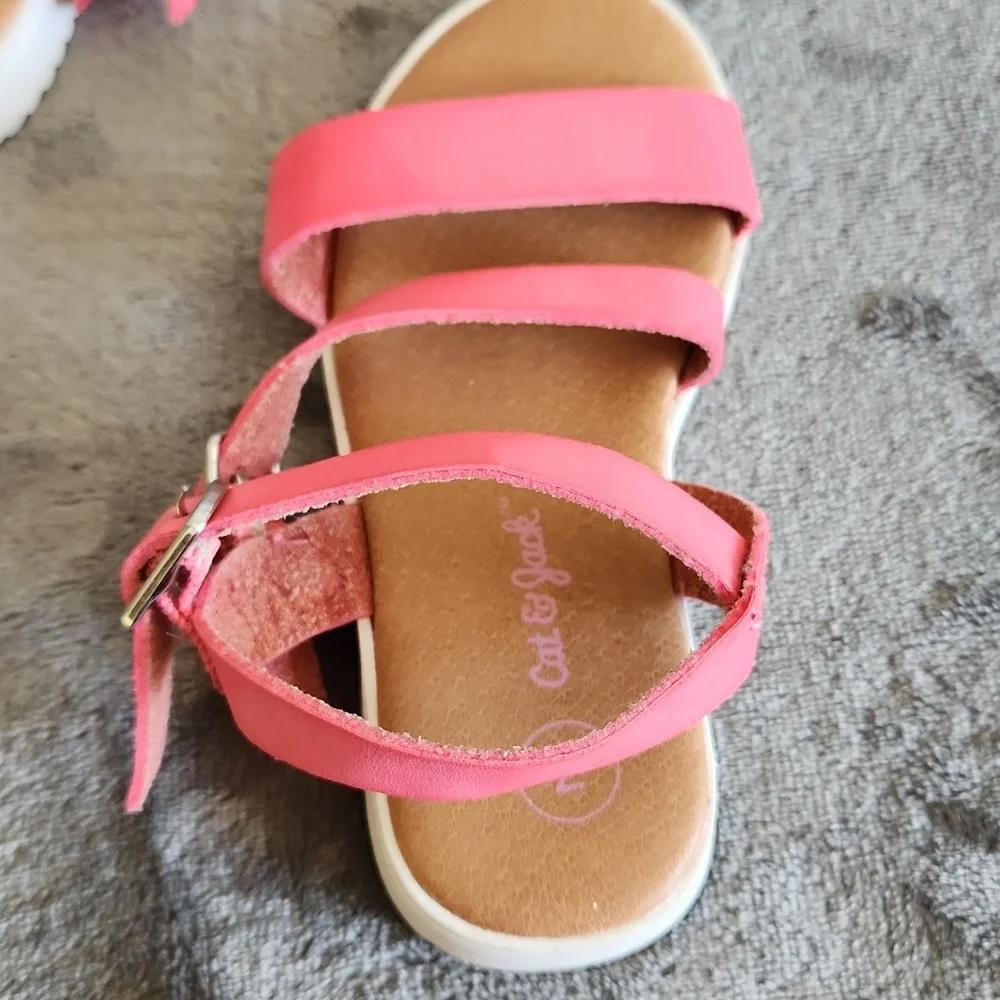 Cat & Jack, Girl's, Sz 7, Sandle, Salmon Color, 2 Buckles Adjustable - Picture 6 of 9